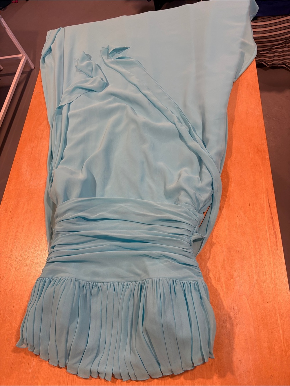 B2 ~ Cocktail Gown Strapless Light Ice Blue Chiffon Evening Dress - Elegant